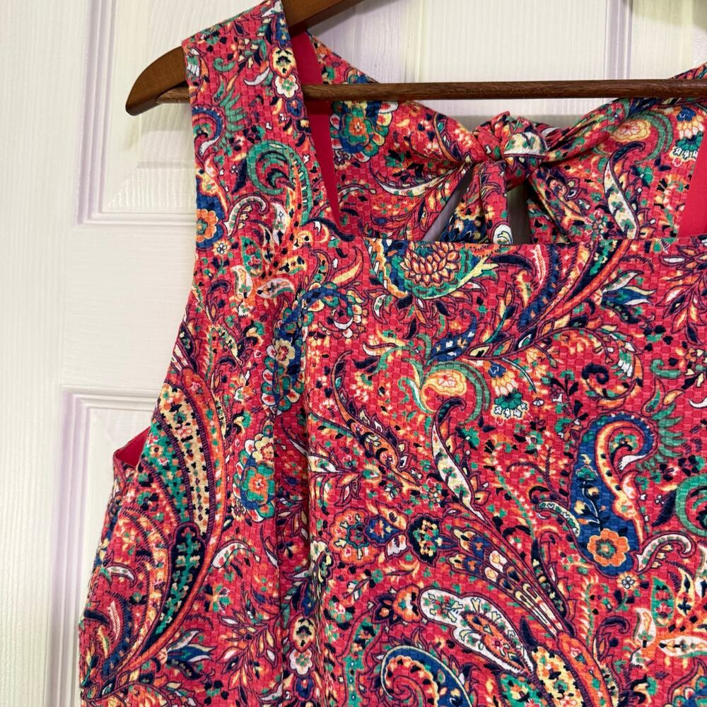 Talbots Women's Paisley Cut Out Tie Back Sleeveless Dress Size 16 - Picture 4 of 13